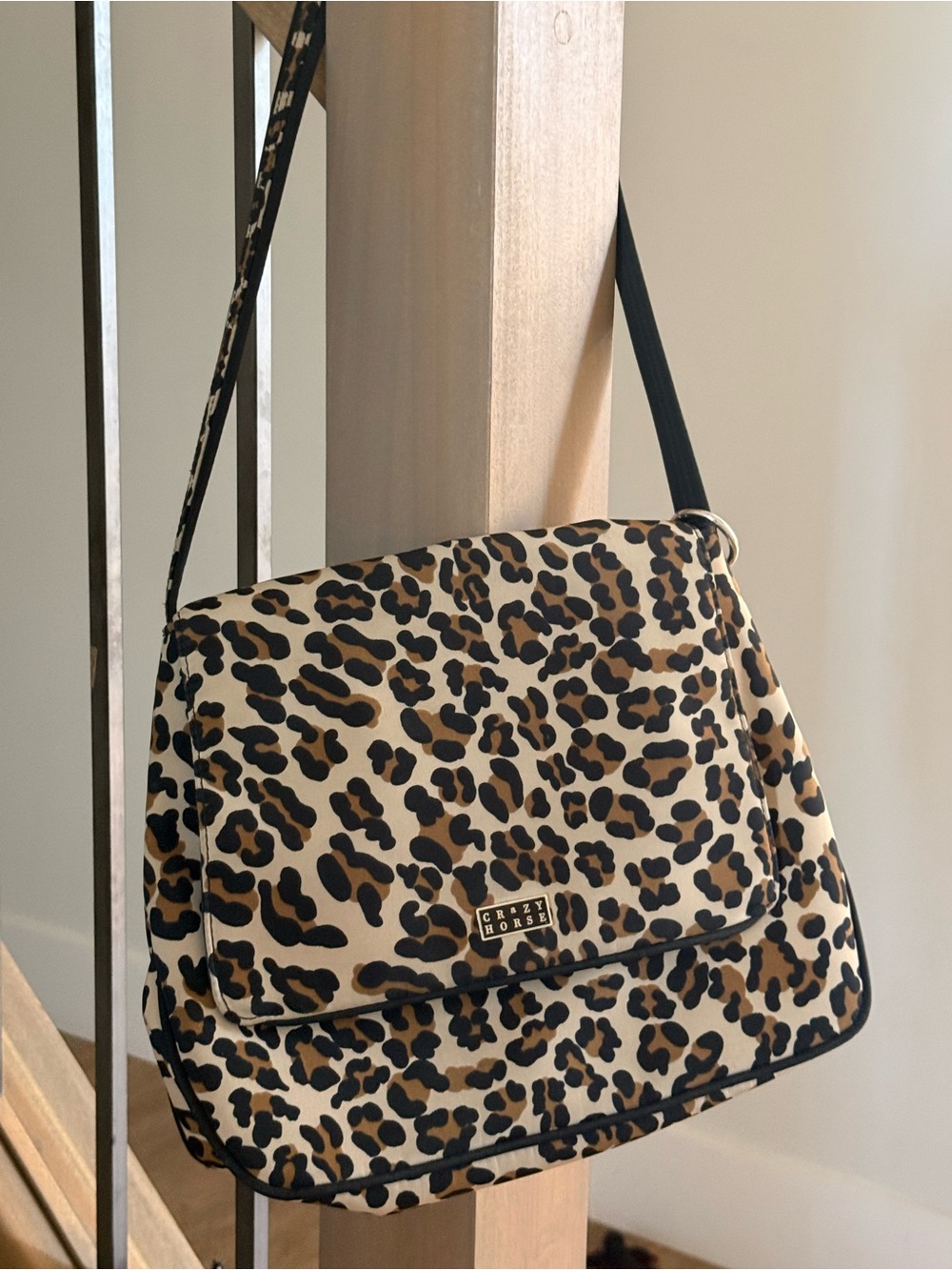 Leopard Print Crossbody Bag - Beige and Brown